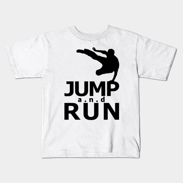 Jump and Run Pure Black Kids T-Shirt by UB design